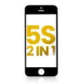 2 in 1 (Front Glass + Frame) Compatible For iPhone 5S (2 Pack) (Black)
