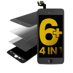 Glass With Frame / OCA / Polarizer Pre-Installed Compatible For iPhone 6 Plus (Black) (Premium / 4in1) (Pack Of 2)