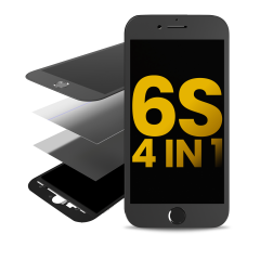 4in1 (Front Glass + Frame + Polarizer + OCA Preinstalled) Compatible For iPhone 6S (Pack of 2) (Black)