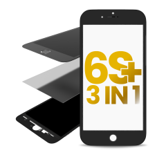 3in1 (Front Glass + Frame + OCA Preinstalled) Compatible For iPhone 6S Plus (Pack of 2) (Black)