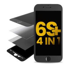 4in1 (Front Glass + Frame + Polarizer + OCA Preinstalled) Compatible For iPhone 6S Plus (Pack of 2) (Black)