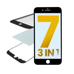Glass With Frame & OCA Pre-Installed Compatible For iPhone 7 (Black) (Premium Quality / 3in1) (Pack Of 2)