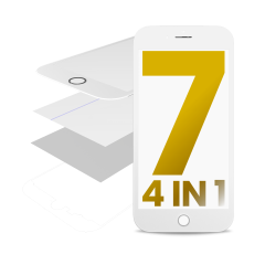 Glass With Frame / OCA / Polarizer Pre-Installed Compatible For iPhone 7 (White) (Premium Quality / 4in1) (Pack Of 2)