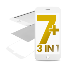 Glass With Frame & OCA Pre-Installed Compatible For iPhone 7 Plus (White) (Premium Quality / 3in1) (Pack Of 2)