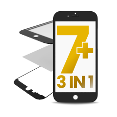 Glass With Frame & OCA Pre-Installed Compatible For iPhone 7 Plus (Black) (Premium Quality / 3in1) (Pack Of 2)