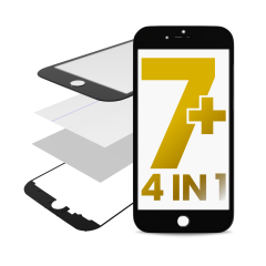 Glass With Frame / OCA / Polarizer Pre-Installed Compatible For iPhone 7 Plus (Black) (Premium Quality / 4in1) (Pack Of 2)