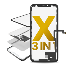 3in1 With Frame Included (Short Flex Digitizer + Front Glass + OCA Preinstalled) Compatible For iPhone X