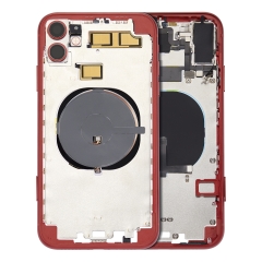 Back Housing W/ Small Components Pre-Installed (Without Back Cover) Compatible For iPhone 11 (Red)