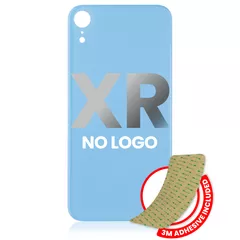 Back Glass With 3M Adhesive Compatible For iPhone XR (No Logo / Large Camera Hole) (Blue)
