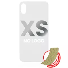 Back Glass With 3M Adhesive Compatible For iPhone XS (No Logo / Large Camera Hole) (Silver)