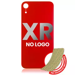 Back Glass With 3M Adhesive Compatible For iPhone XR (No Logo / Large Camera Hole) (Red)