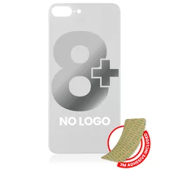 Back Glass With 3M Adhesive Compatible For iPhone 8 Plus (No Logo / Large Camera Hole) (Silver)