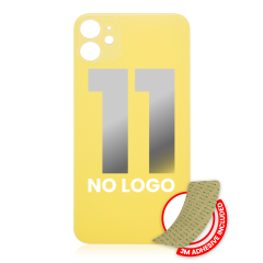 Back Glass With 3M Adhesive Compatible For iPhone 11 (No Logo / Large Camera Hole) (Yellow)
