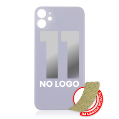 Back Glass With 3M Adhesive Compatible For iPhone 11 (No Logo / Large Camera Hole) (Purple)