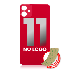 Back Glass With 3M Adhesive Compatible For iPhone 11 (No Logo / Large Camera Hole) (Red)