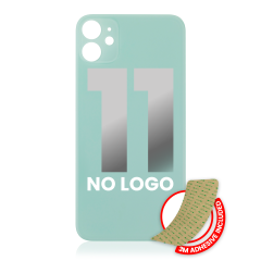 Back Glass With 3M Adhesive Compatible For iPhone 11 (No Logo / Large Camera Hole) (Green)