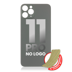 Back Glass With 3M Adhesive Compatible For iPhone 11 Pro (No Logo / Large Camera Hole) (Midnight Green)
