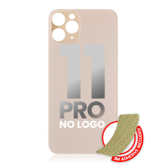 Back Glass With 3M Adhesive Compatible For iPhone 11 Pro (No Logo / Large Camera Hole) (Gold)