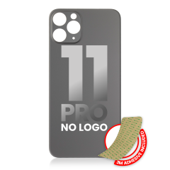 Back Glass With 3M Adhesive Compatible For iPhone 11 Pro (No Logo / Large Camera Hole) (Space Gray)