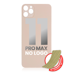 Back Glass With 3M Adhesive Compatible For iPhone 11 Pro Max (No Logo / Large Camera Hole) (Gold)
