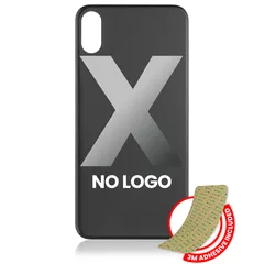 Back Glass With 3M Adhesive Compatible For iPhone X (No Logo / Large Camera Hole) (Space Grey)