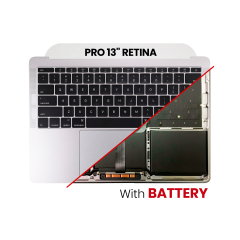 Top Case Assembly With Battery And Keyboard Compatible For MacBook Pro 13" Retina (A1708 / Late 2016) (US Keyboard) (Used OEM Pull: Grade B/C) (Silver)