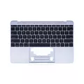 Top Case with Keyboard and Microphone Compatible For MacBook Retina 12" (A1534 / Early 2015) (Space Gray) (US English) (Used OEM Pull: Cosmetic Grade: A)