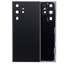 Back Cover Glass With Camera Lens Compatible For Samsung Galaxy S22 Ultra 5G (No Logo) (Aftermarket Plus) (Phantom Black)