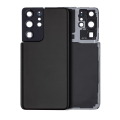 Back Cover Glass With Camera Lens Compatible For Samsung Galaxy S21 Ultra (No Logo) (Aftermarket Plus) (Phantom Black)