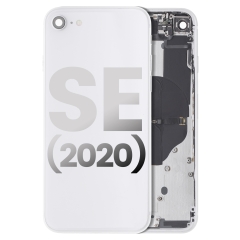 Back Housing W/ Small Components Pre-Installed Compatible For iPhone SE (2020) (Used OEM Pull, Cosmetic Grade: B) (White)