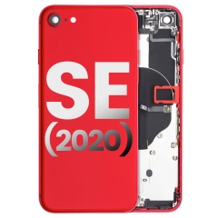 Back Housing W/ Small Components Pre-Installed Compatible For iPhone SE (2020) (Used OEM Pull, Cosmetic Grade: B) (Red)
