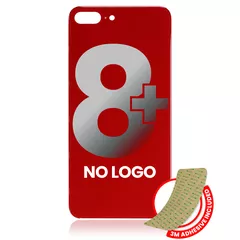Back Glass With 3M Adhesive Compatible For iPhone 8 Plus (No Logo / Large Camera Hole) (Red)
