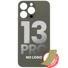 Back Glass With 3M Adhesive Compatible For iPhone 13 Pro (No Logo / Large Camera Hole) (Graphite)