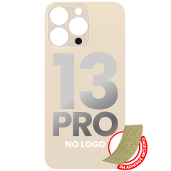 Back Glass With 3M Adhesive Compatible For iPhone 13 Pro (No Logo / Large Camera Hole) (Gold)