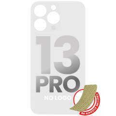 Back Glass With 3M Adhesive Compatible For iPhone 13 Pro (No Logo / Large Camera Hole) (Silver)