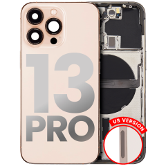 Back Housing W/ Small Components Pre-Installed Compatible For iPhone 13 Pro (US Version) (Used OEM Pull: Grade C) (Gold)
