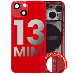 Back Housing W/ Small Components Pre-Installed Compatible For iPhone 13 Mini (International Version) (Used OEM Pull: Grade C) (Red)