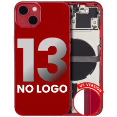 Back Housing W/ Small Components Pre-Installed Compatible For iPhone 13 (US Version) (No Logo) (Aftermarket Plus) (Red)