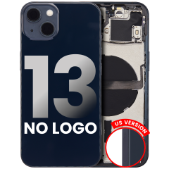 Back Housing W/ Small Components Pre-Installed Compatible For iPhone 13 (US Version) (No Logo) (Aftermarket Plus) (Midnight)