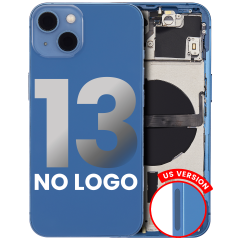Back Housing W/ Small Components Pre-Installed Compatible For iPhone 13 (US Version) (No Logo) (Aftermarket Plus) (Blue)