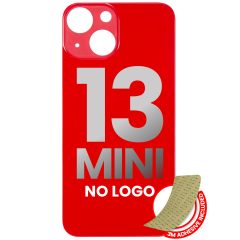Back Glass With 3M Adhesive Compatible For iPhone 13 Mini (No Logo / Large Camera Hole) (Red)