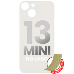 Back Glass With 3M Adhesive Compatible For iPhone 13 Mini (No Logo / Large Camera Hole) (Starlight)