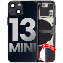 Back Housing W/ Small Components Pre-Installed Compatible For iPhone 13 Mini (US Version) (Used OEM Pull: Grade C) (Midnight)