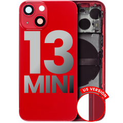 Back Housing W/ Small Components Pre-Installed Compatible For iPhone 13 Mini (US Version) (Used OEM Pull: Grade A) (Red)