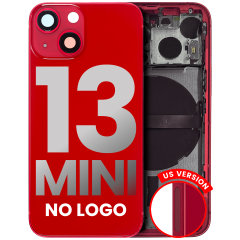 Back Housing W/ Small Components Pre-Installed Compatible For iPhone 13 Mini (US Version) (No Logo) (Aftermarket Plus) (Red)