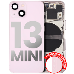 Back Housing W/ Small Components Pre-Installed Compatible For iPhone 13 Mini (International Version) (Used OEM Pull: Grade C) (Pink)