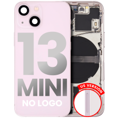 Back Housing W/ Small Components Pre-Installed Compatible For iPhone 13 Mini (US Version) (No Logo) (Aftermarket Plus) (Pink)