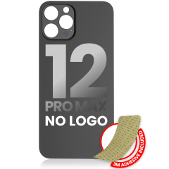 Back Glass With 3M Adhesive Compatible For iPhone 12 Pro Max (No Logo / Large Camera Hole) (Graphite)