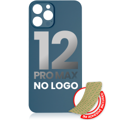 Back Glass With 3M Adhesive Compatible For iPhone 12 Pro Max (No Logo / Large Camera Hole) (Pacific Blue)