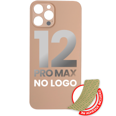 Back Glass With 3M Adhesive Compatible For iPhone 12 Pro Max (No Logo / Large Camera Hole) (Gold)